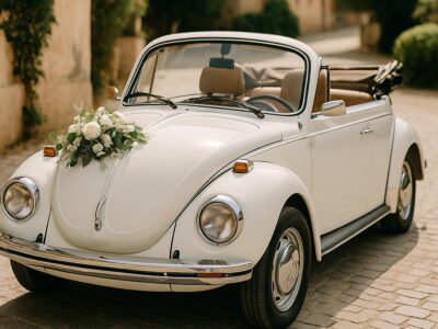 Noleggio Maggiolino Bianco d’Epoca per Matrimonio – Eleganza e Stile Vintage