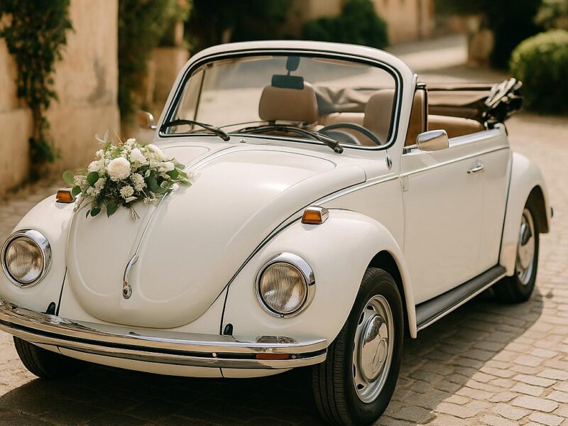 Noleggio Maggiolino Bianco d’Epoca per Matrimonio – Eleganza e Stile Vintage